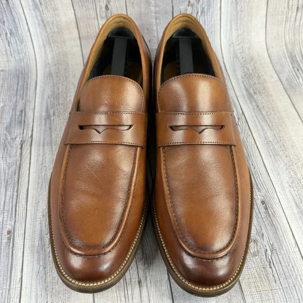 Florsheim Rucci Moc Toe Penny Loafer Men’s Size 10.5 M Soft Cognac Leather Brown